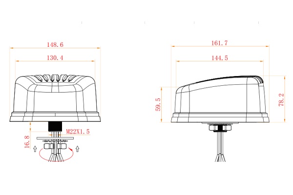 Mechanischer Aufbau der Complete Car 5G Antenne Mechanischer Aufbau der Complete Car 5G Antenne