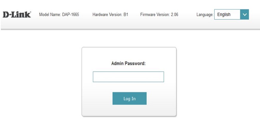 Einrichtung des DAP-1665 WLAN Repeaters: Login 1. Bild zur Einrichtung des DAP-1665 WLAN Repeaters von D-Link