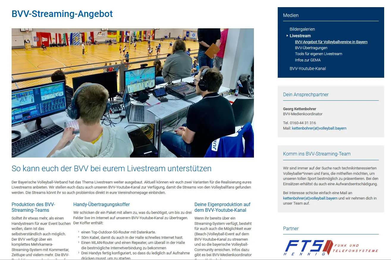 FTS Hennig unterstützt den Bayrischen Volleyball Verband mit 5G und WLAN Streaming Lösungen FTS Hennig unterstützt den Bayrischen Volleyball Verband mit 5G und WLAN Streaming Lösungen