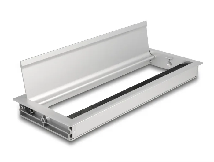 Delock Kabeldurchführung für Tischeinbau mit Bürste 300 x 120 x 28 mm silber #2 
