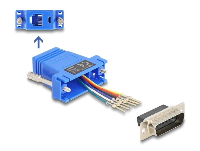Delock_D-Sub_15_Pin_Stecker_zu_RJ12_Buchse_Montagesatz_blau__1