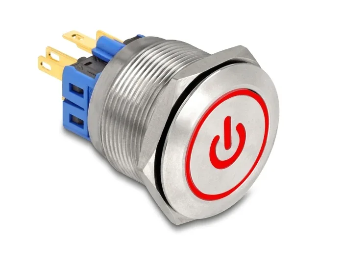 Delock_Drucktaster_zum_Einbau_25_mm_6_x_L__tanschluss_LED_rot_Powersymbol___Ring__1