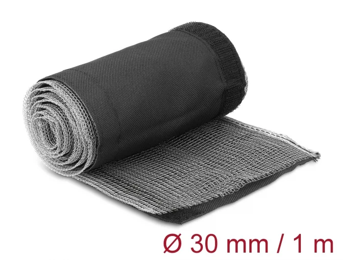 Delock EMV Abschirmgeflechtschlauch mit Klettverschluss hitzebeständig 1 m x 30 mm schwarz #1 
