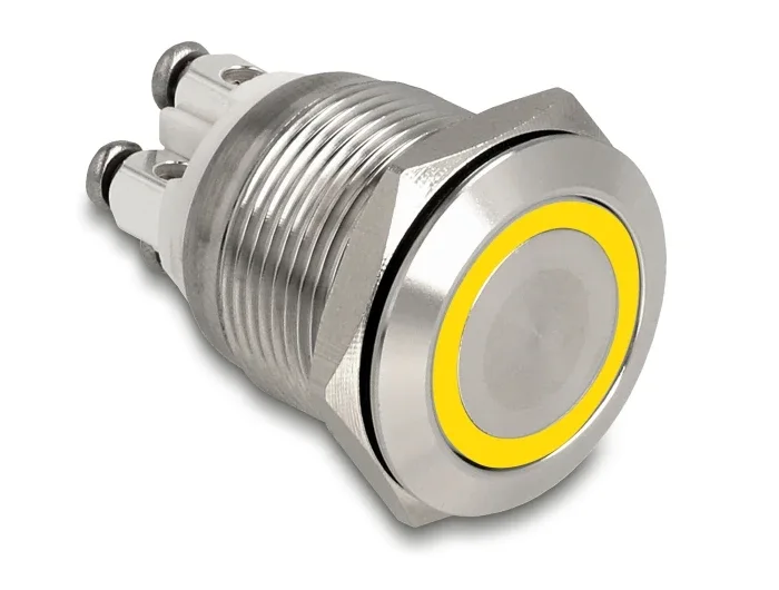 Delock_Drucktaster_zum_Einbau_19_mm_4_x_Schraubklemme_LED_gelb__1