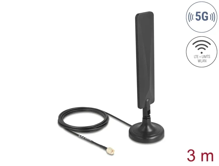 Delock_5G_LTE_Antenne_SMA_Stecker_3_dBi_omnidirektional_mit_Anschlusskabel_RG-174_3_m_mit_Kippgelenk_mit_magnetischem_Standfu___schwarz__1_efd5a3a7